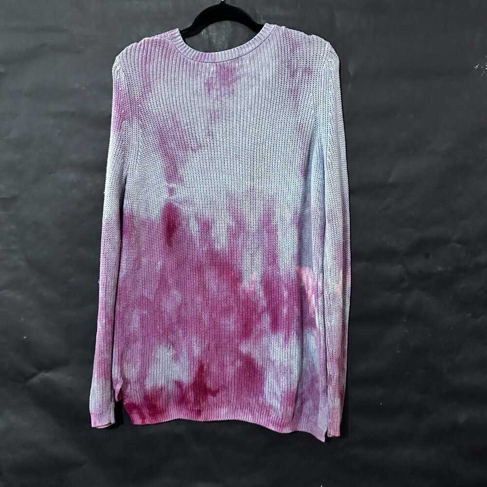525 America Red Sweater Cotton Tie Dyed Handmade Size Large Long Sleeve Crew